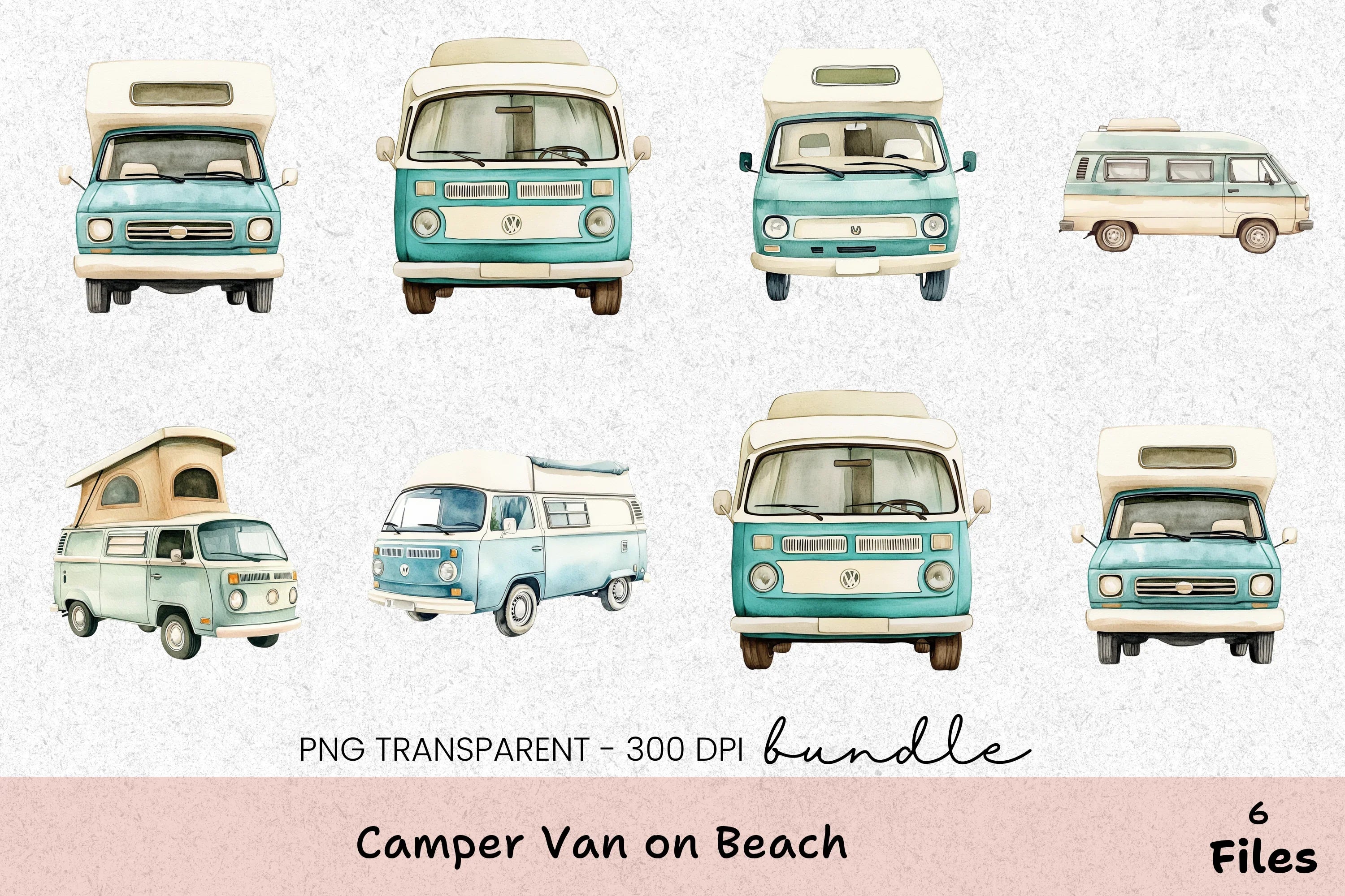 Camper Van Beach Clipart Bundle - CraftNest - Digital Crafting and Art