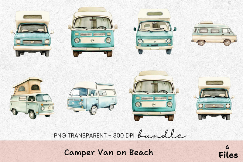 Camper Van Beach Clipart Bundle - CraftNest - Digital Crafting and Art