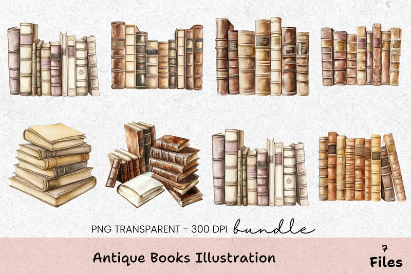 Antique Books Illustration Clipart Bundle - CraftNest - Digital Crafting and Art