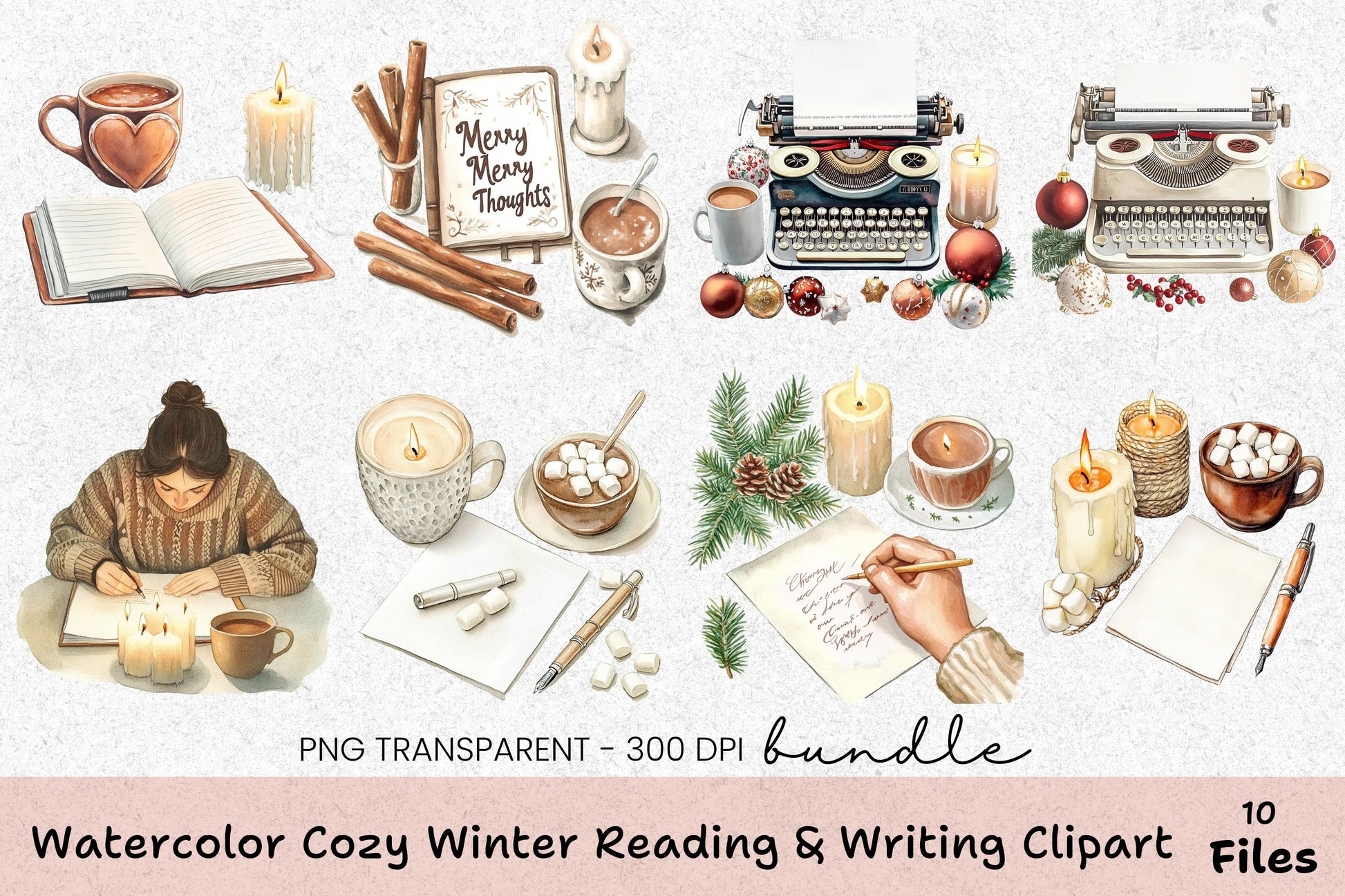 Cozy Winter Reading & Writing Clipart Bundle - CraftNest - Digital Crafting and Art