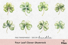 Four Leaf Clover Shamrock Clipart Bundle - CraftNest - Digital Crafting and Art