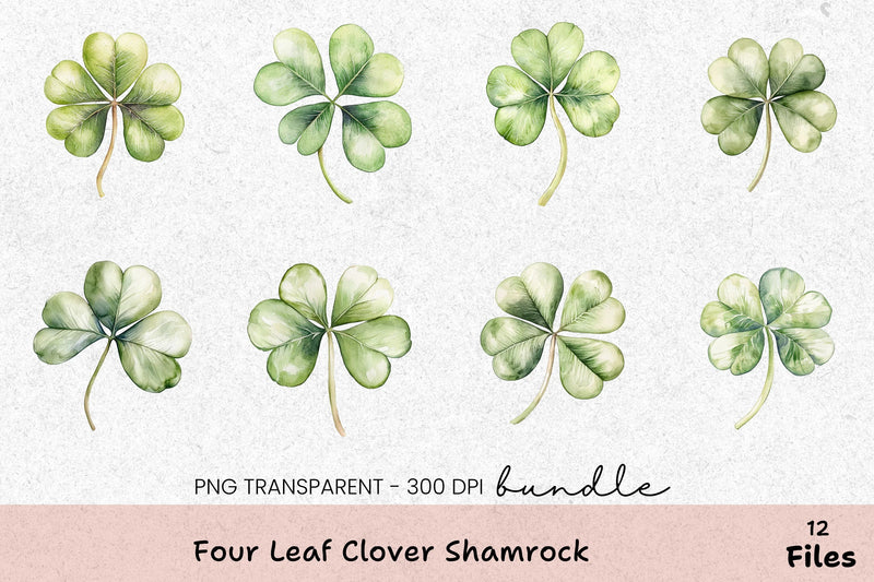 Four Leaf Clover Shamrock Clipart Bundle - CraftNest - Digital Crafting and Art