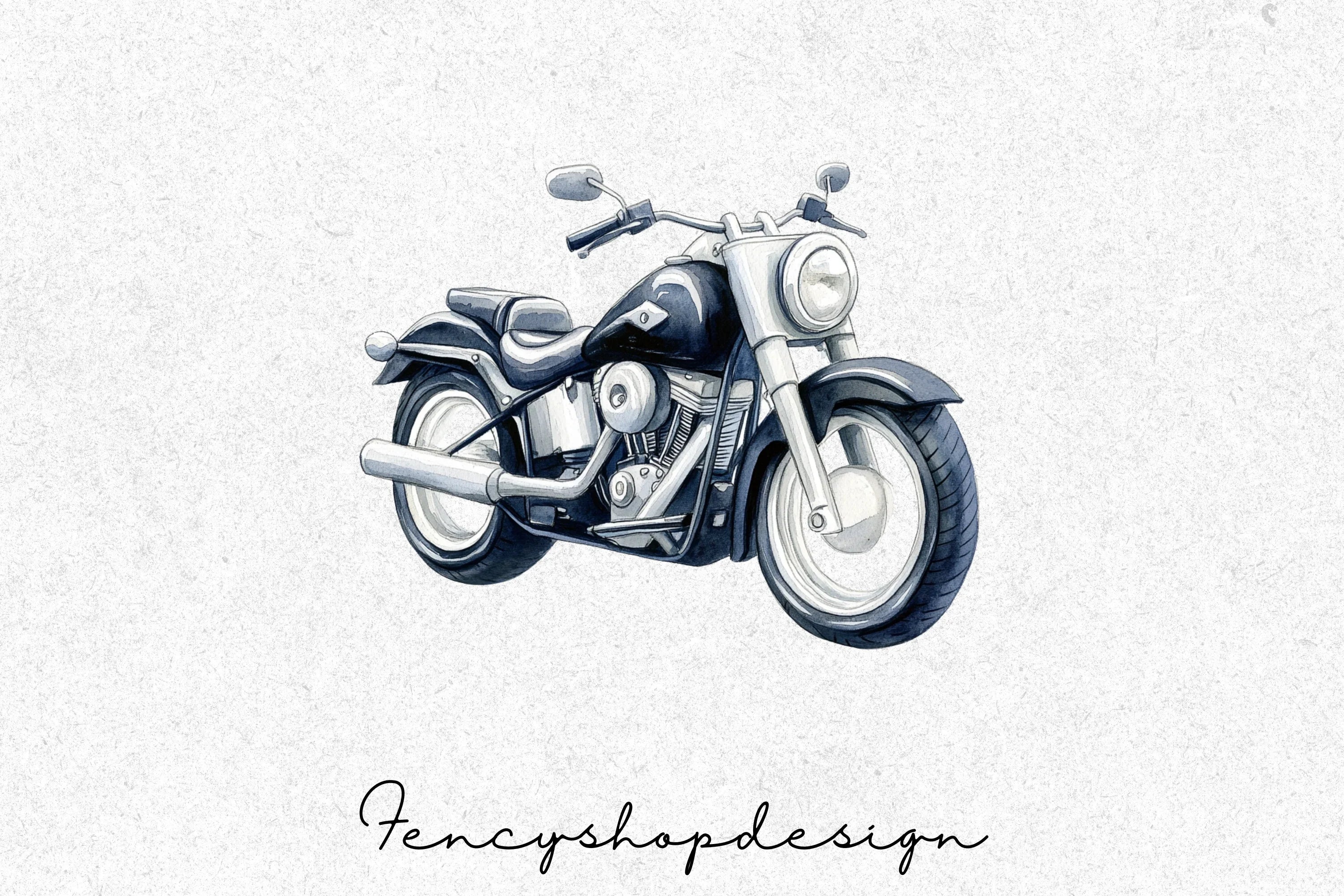 Classic Motorcycle Clipart Bundle