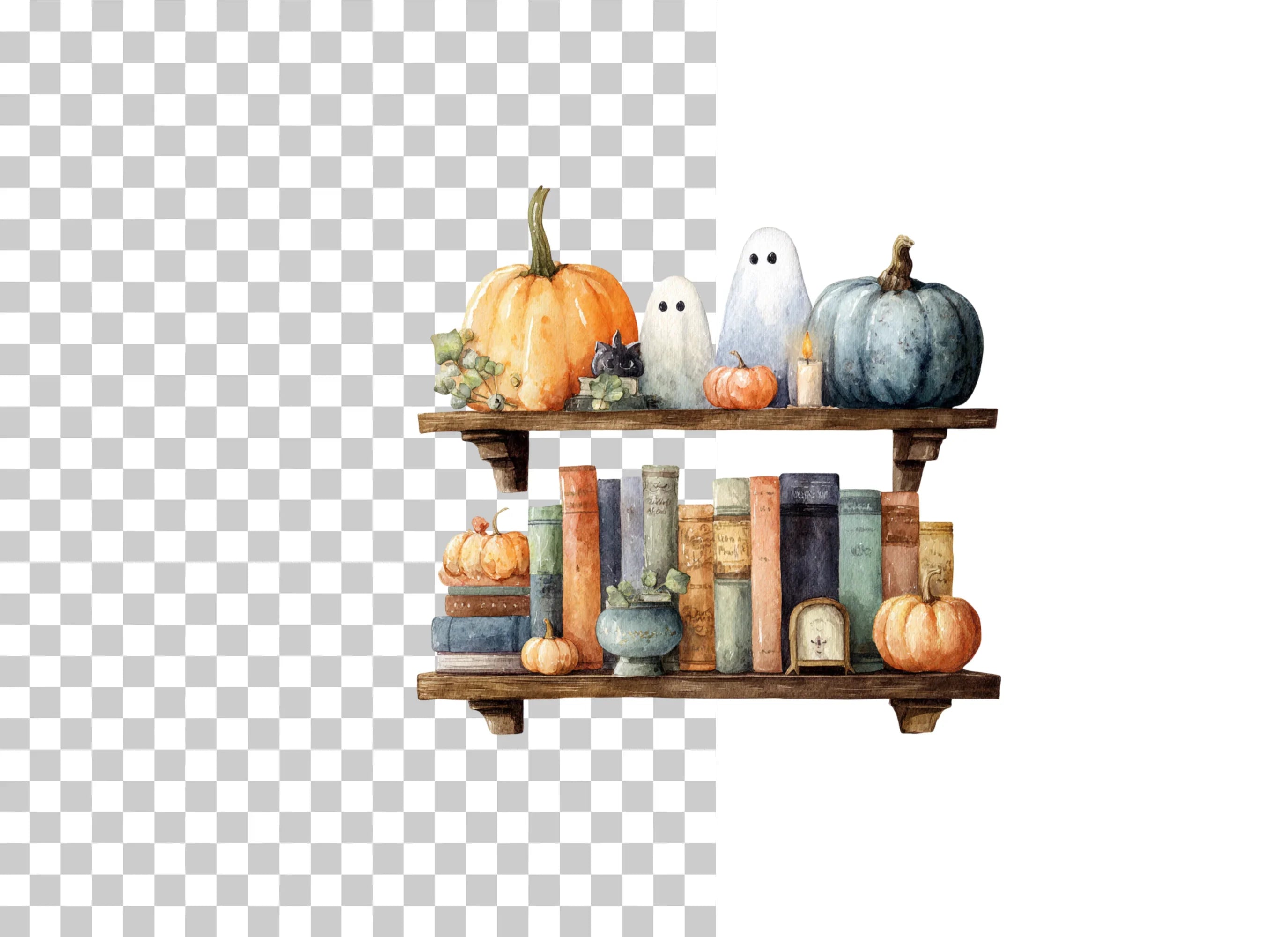 Spooky Bookshelf Clipart Bundle - CraftNest - Digital Crafting and Art