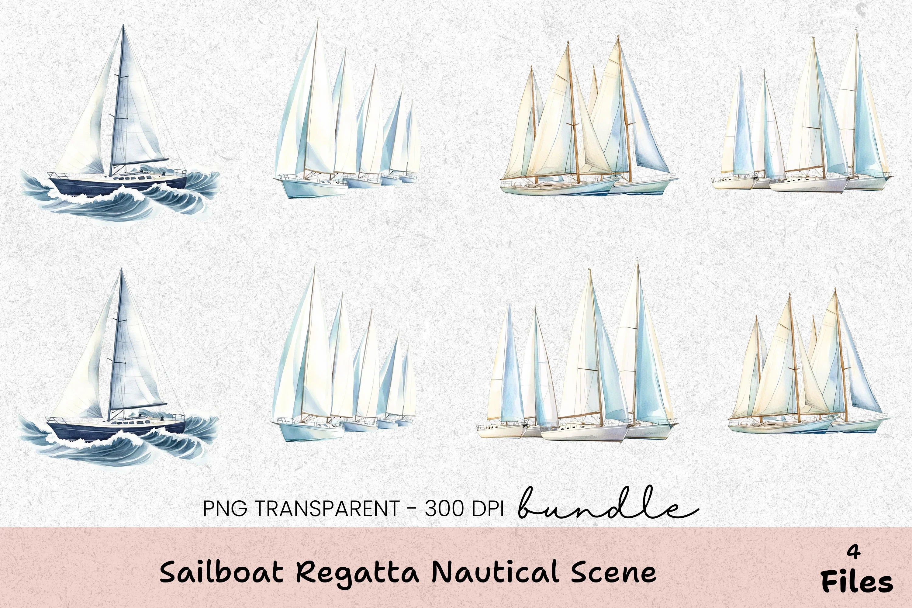 Sailboat Regatta Nautical Scene Clipart Bundle - CraftNest - Digital Crafting and Art