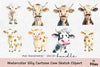 Silly Cartoon Cow Sketch Clipart Bundle