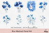 Blue Abstract Floral Art Clipart Bundle