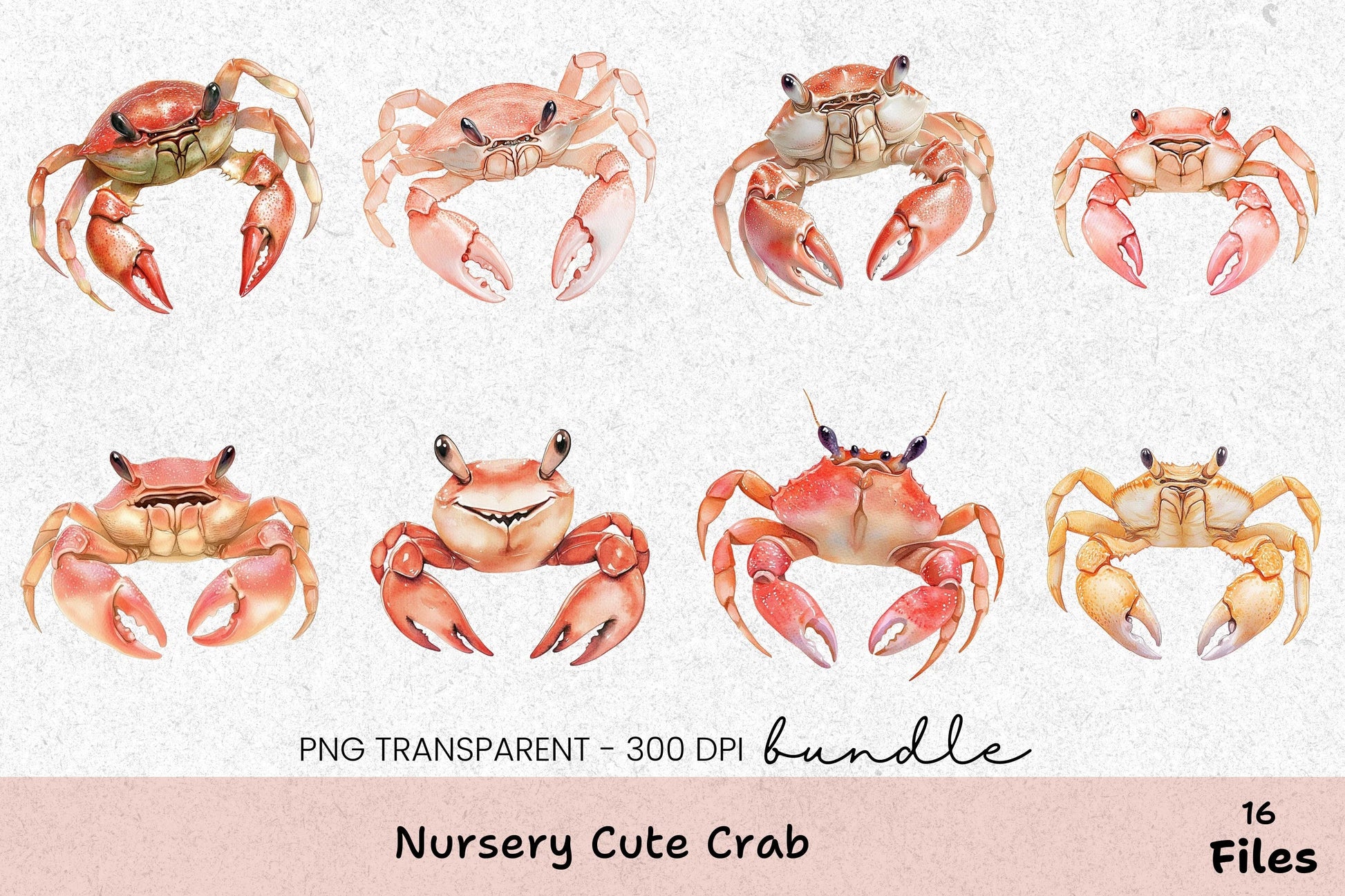 Nursery Cute Crab Clipart Bundle - CraftNest - Digital Crafting and Art