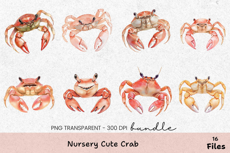 Nursery Cute Crab Clipart Bundle - CraftNest - Digital Crafting and Art