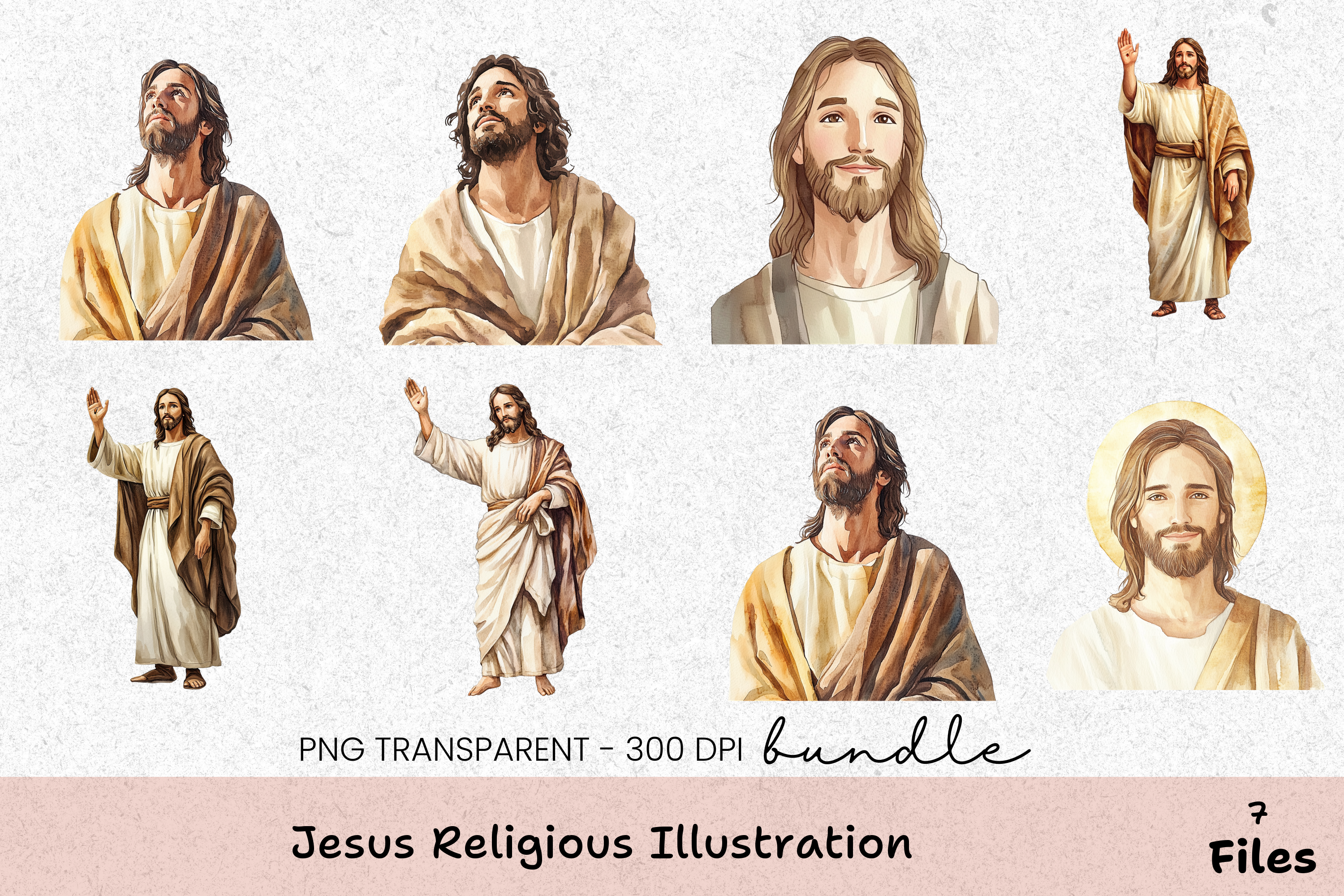 Jesus Religious Illustration Clipart Bundle