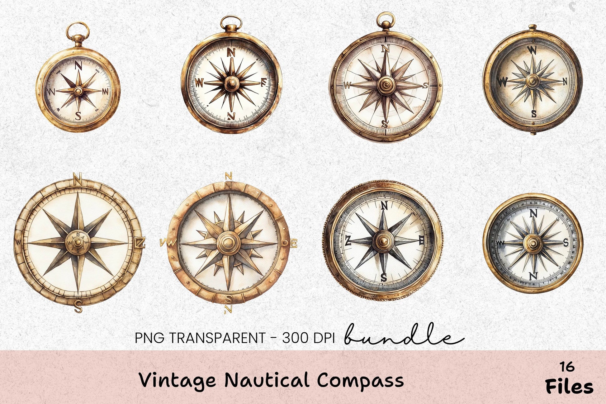 Vintage Nautical Compass Clipart Bundle - CraftNest - Digital Crafting and Art