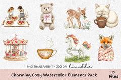Charming Cozy Elements Clipart Bundle - CraftNest - Digital Crafting and Art