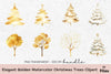 Elegant Golden Christmas Trees Clipart Bundle