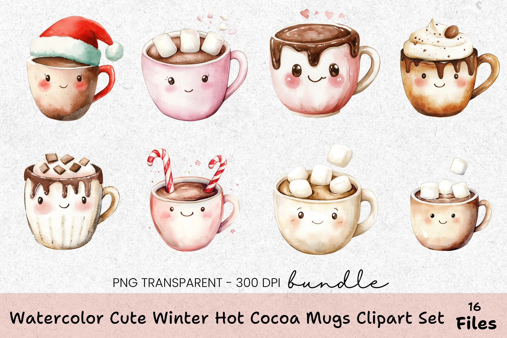 Cute Winter Hot Cocoa Mugs Set Wrap Bundle - CraftNest - Digital Crafting and Art