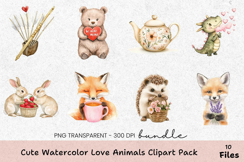 Cute Love Animals Clipart Bundle - CraftNest - Digital Crafting and Art
