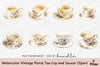 Vintage Floral Tea Cup and Saucer Clipart Bundle