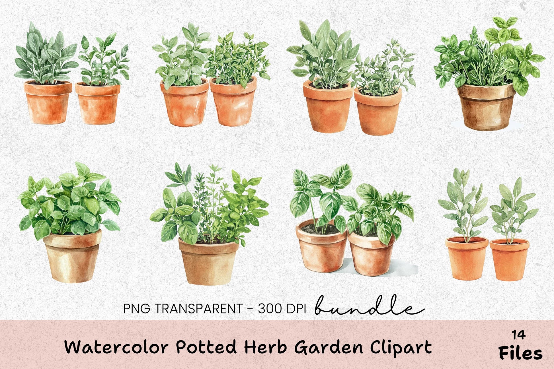 Potted Herb Garden Clipart Bundle - CraftNest - Digital Crafting and Art