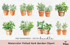 Potted Herb Garden Clipart Bundle - CraftNest - Digital Crafting and Art