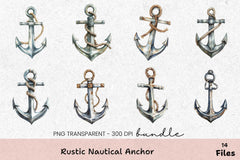 Rustic Nautical Anchor Clipart Bundle - CraftNest - Digital Crafting and Art