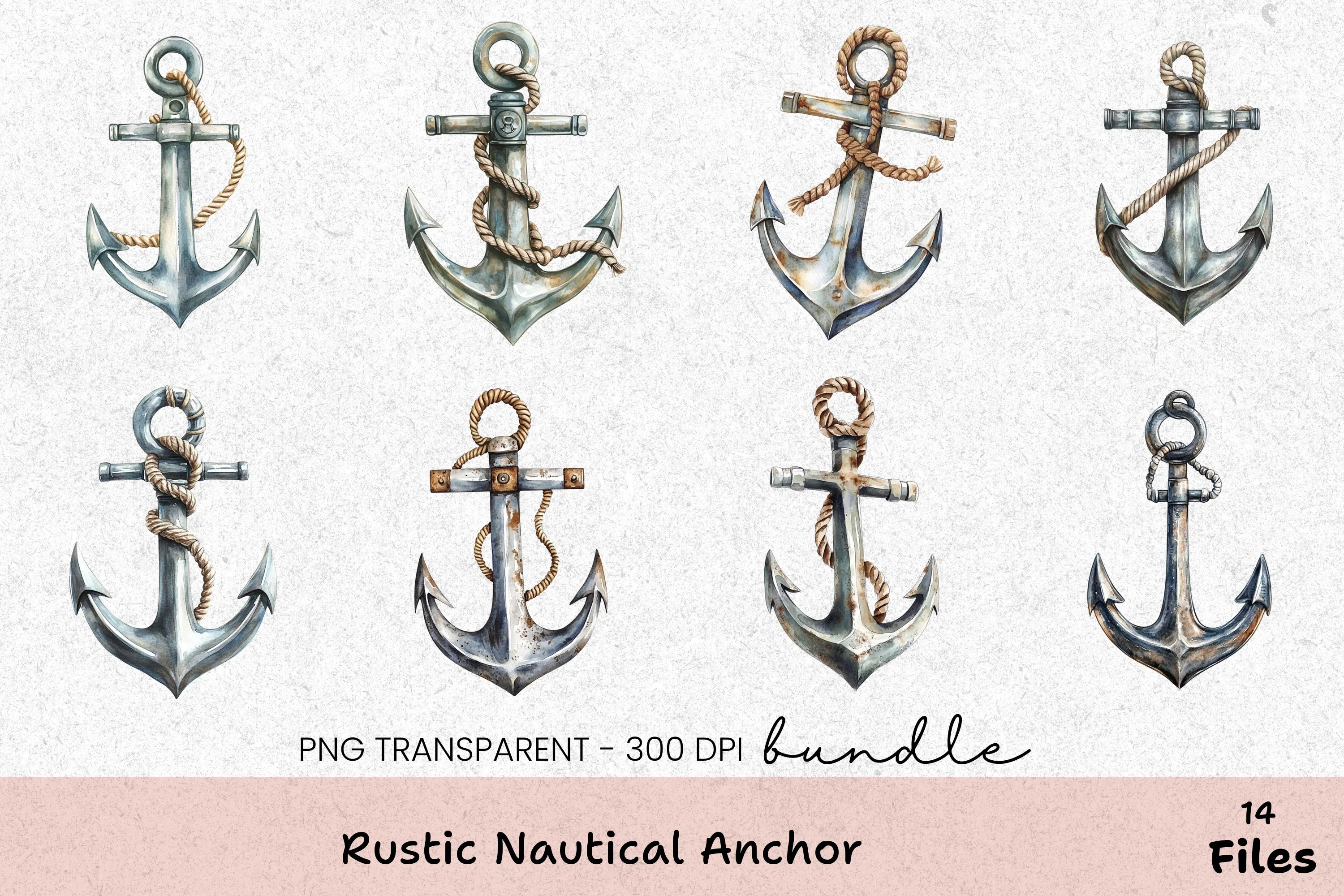 Rustic Nautical Anchor Clipart Bundle - CraftNest - Digital Crafting and Art