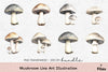 Mushroom Line Art Illustration Clipart Bundle