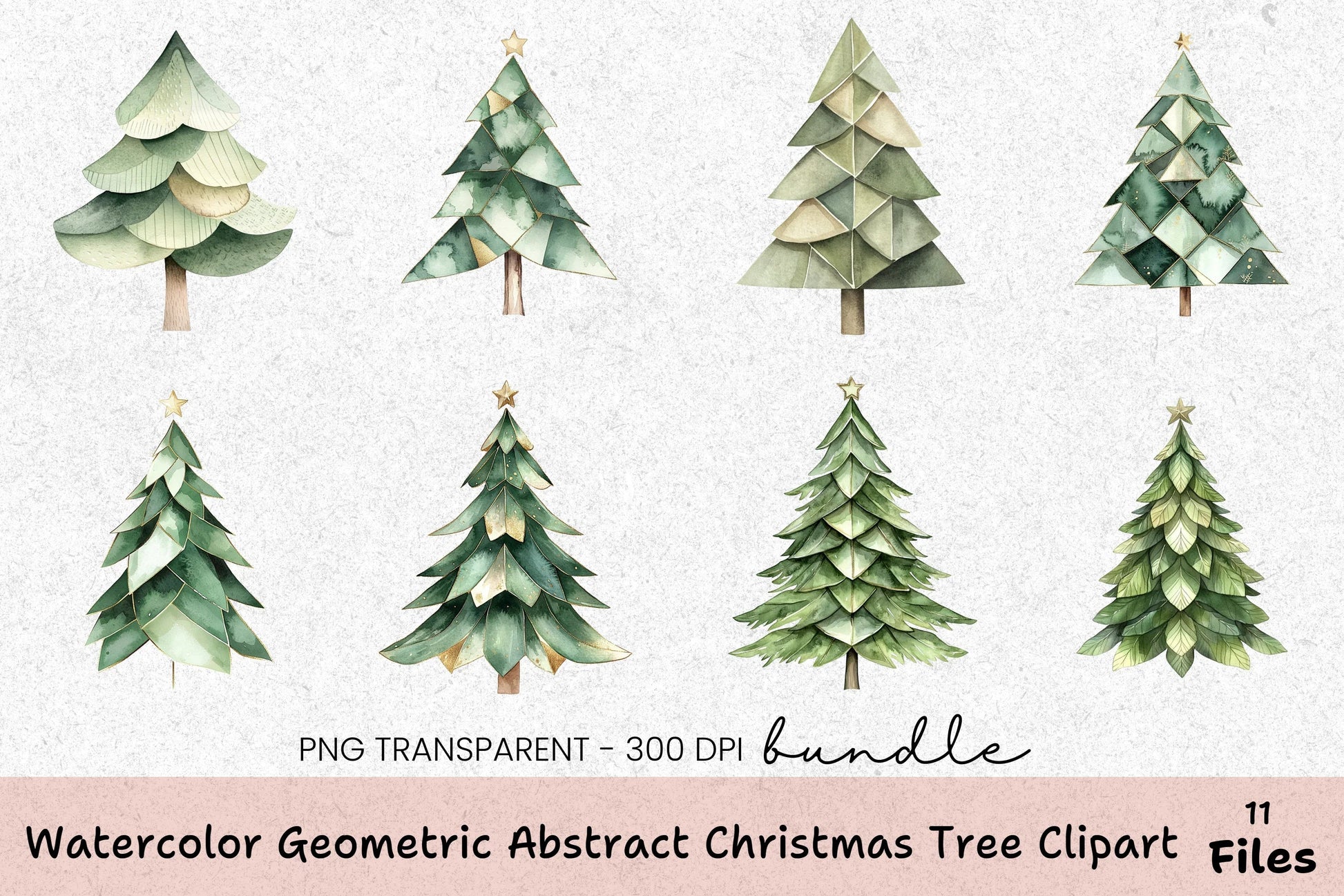 Geometric Abstract Christmas Tree Clipart Bundle - CraftNest - Digital Crafting and Art