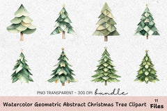 Geometric Abstract Christmas Tree Clipart Bundle - CraftNest - Digital Crafting and Art