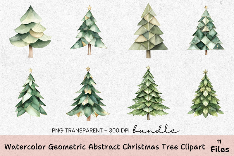 Geometric Abstract Christmas Tree Clipart Bundle - CraftNest - Digital Crafting and Art