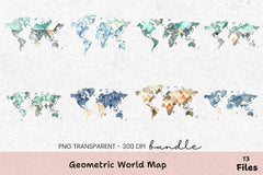 Geometric World Map Clipart Bundle - CraftNest - Digital Crafting and Art