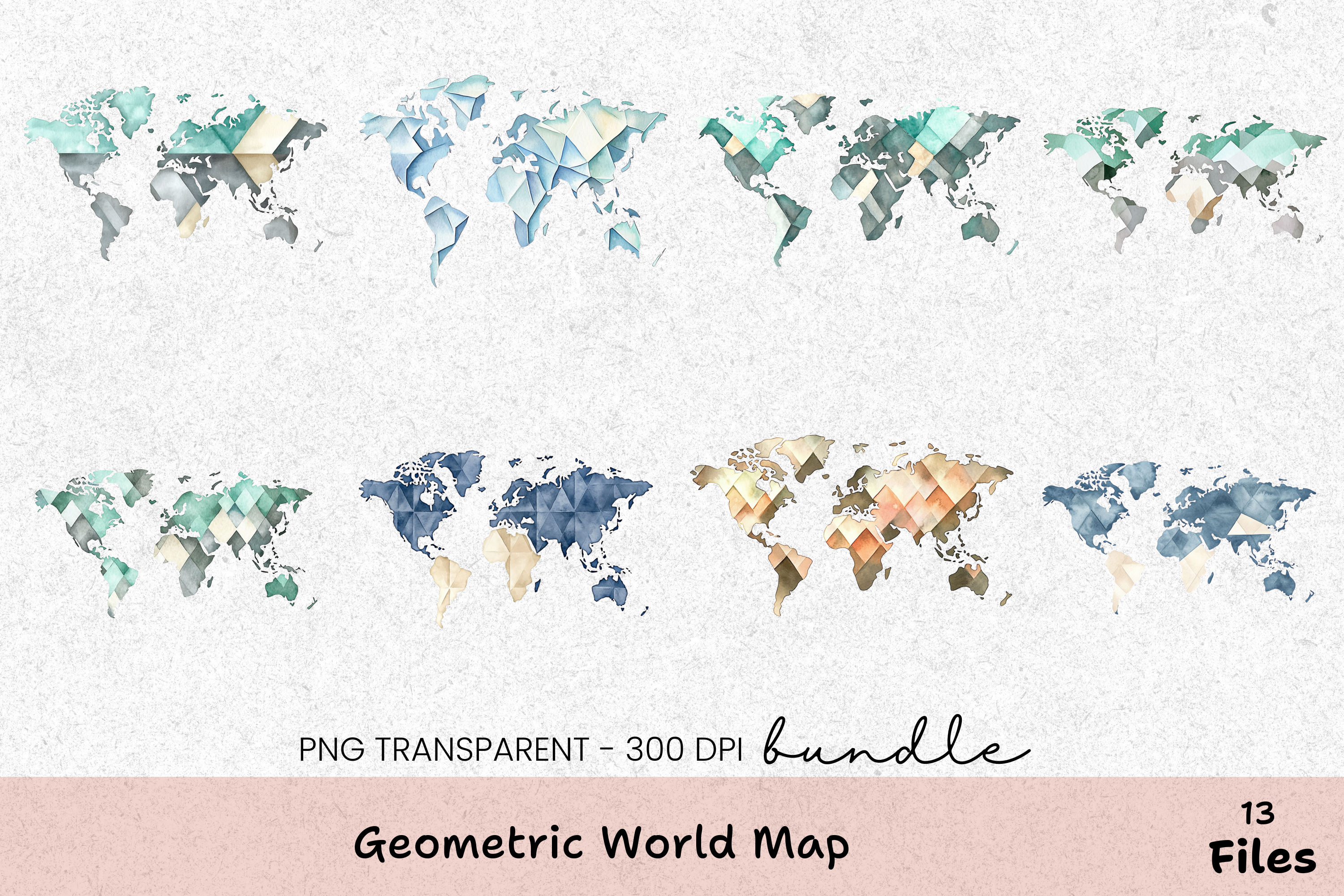 Geometric World Map Clipart Bundle