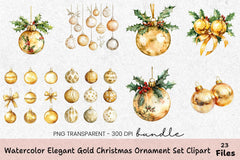 Elegant Gold Christmas Ornament Clipart Bundle - CraftNest - Digital Crafting and Art