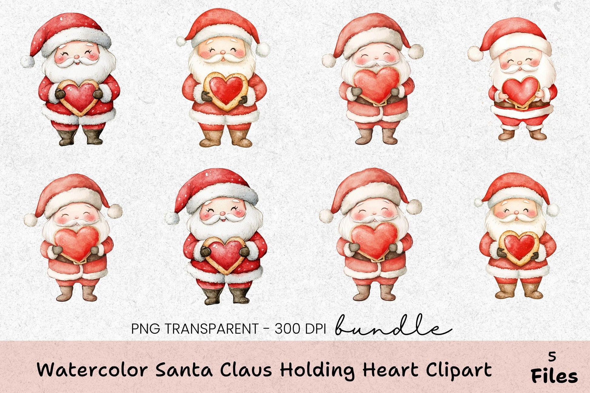 Santa Claus Heart Clipart Bundle - CraftNest - Digital Crafting and Art