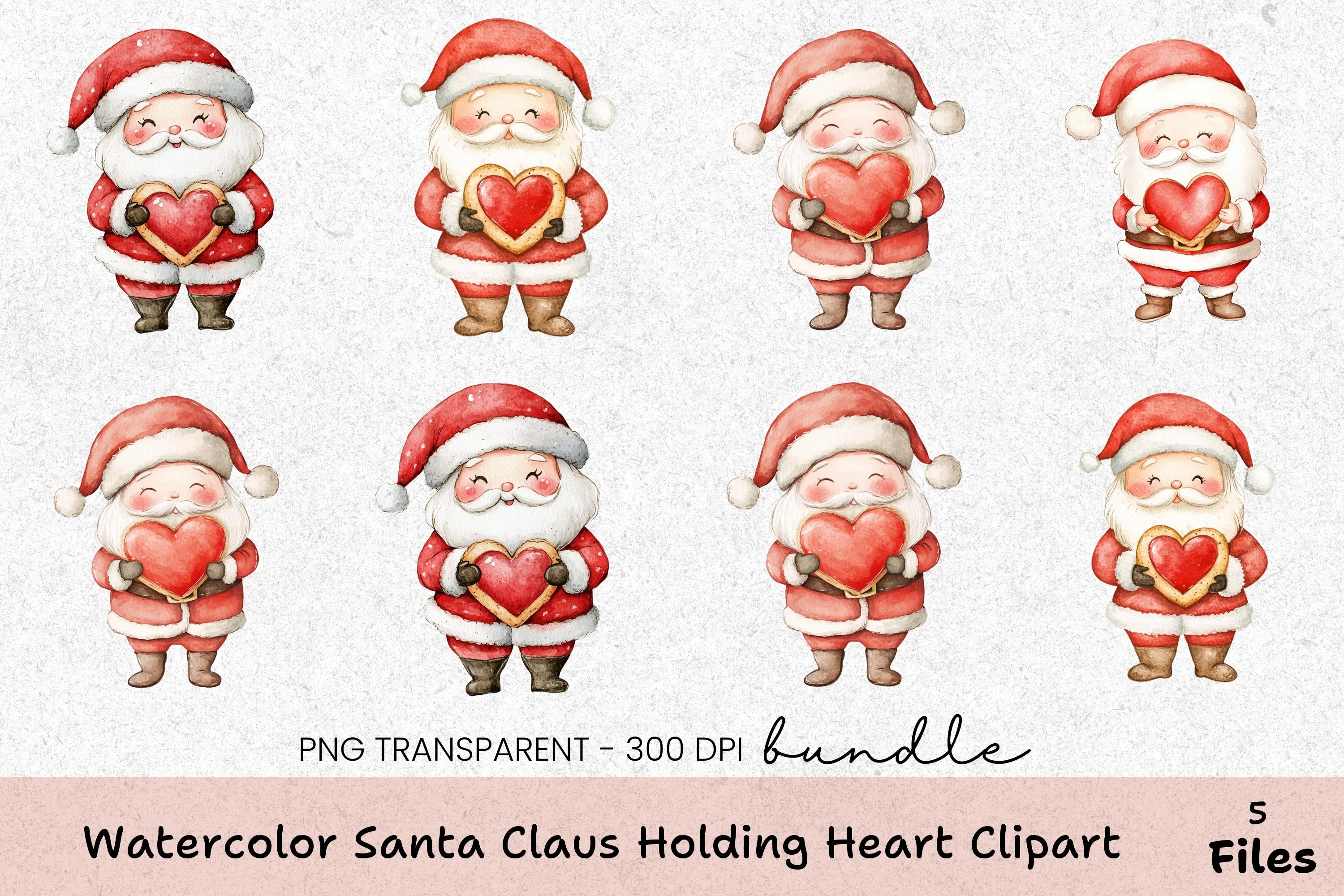Santa Claus Heart Clipart Bundle - CraftNest - Digital Crafting and Art