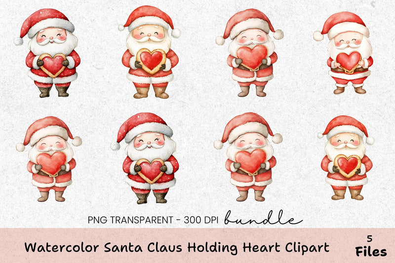 Santa Claus Heart Clipart Bundle - CraftNest - Digital Crafting and Art