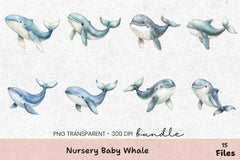 Nursery Baby Whale Clipart Bundle - CraftNest - Digital Crafting and Art