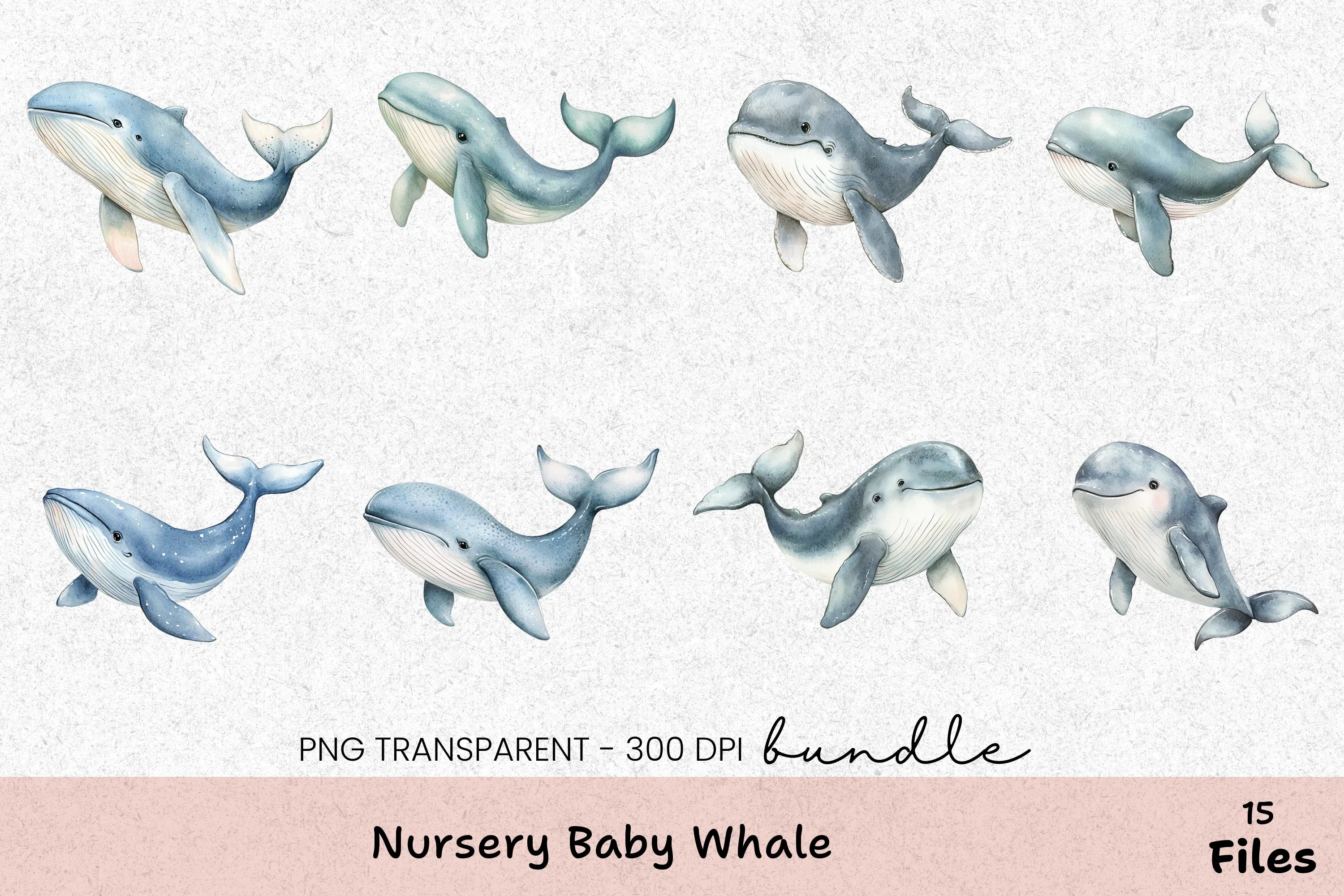 Nursery Baby Whale Clipart Bundle - CraftNest - Digital Crafting and Art