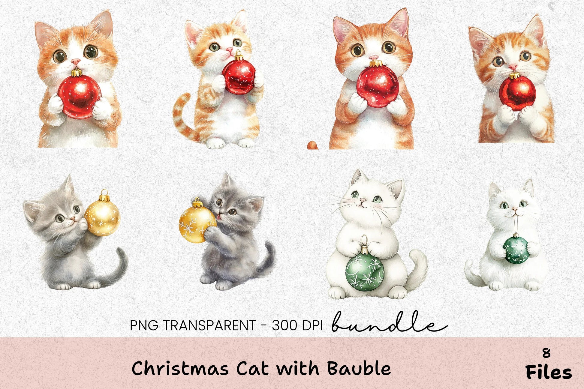 Christmas Cat with Bauble Clipart Bundle - CraftNest - Digital Crafting and Art