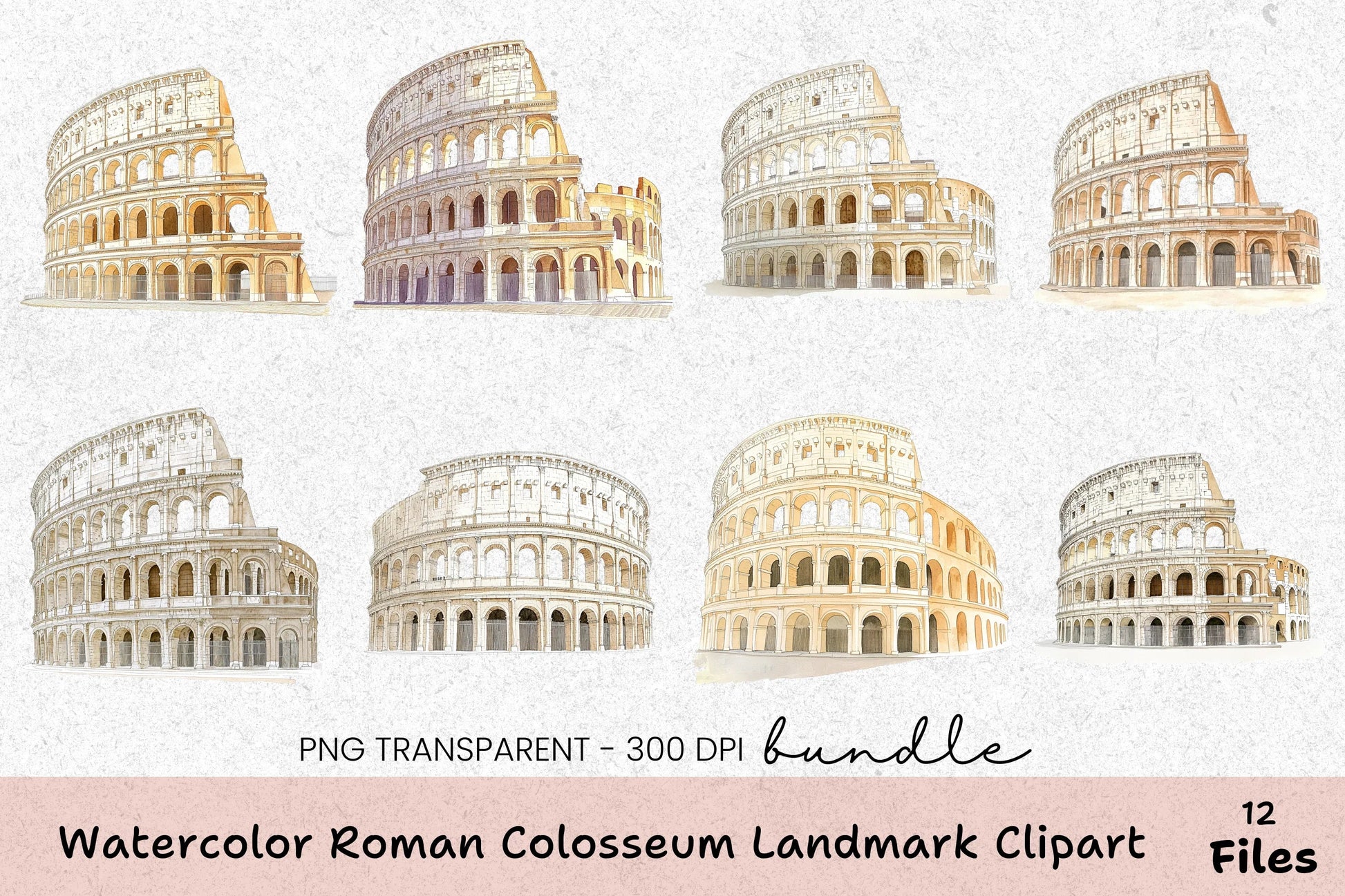 Roman Colosseum Landmark Clipart Bundle - CraftNest - Digital Crafting and Art