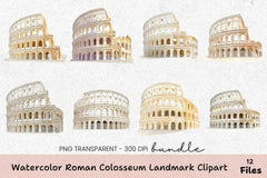 Roman Colosseum Landmark Clipart Bundle - CraftNest - Digital Crafting and Art