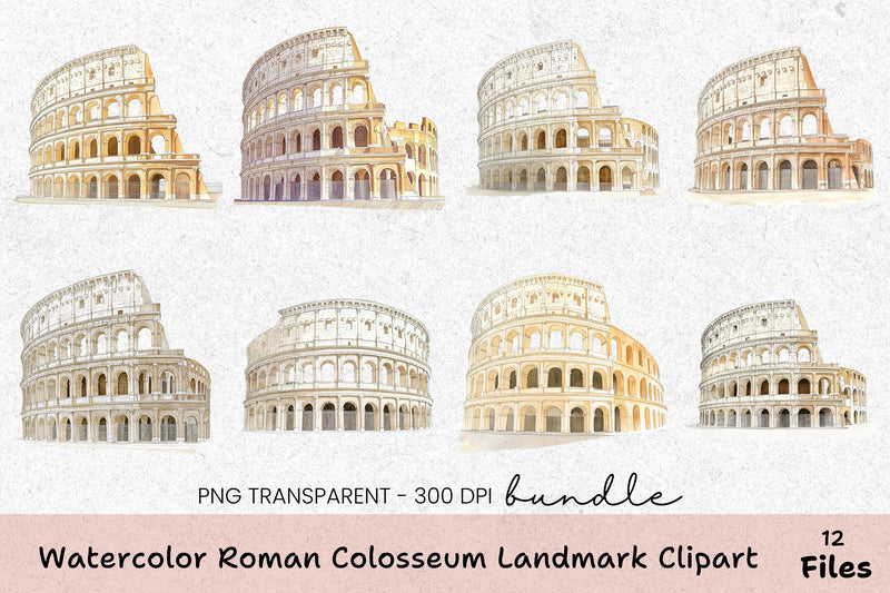 Roman Colosseum Landmark Clipart Bundle - CraftNest - Digital Crafting and Art