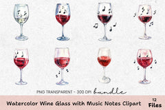 Wine Glass Music Notes Clipart Bundle - CraftNest - Digital Crafting and Art