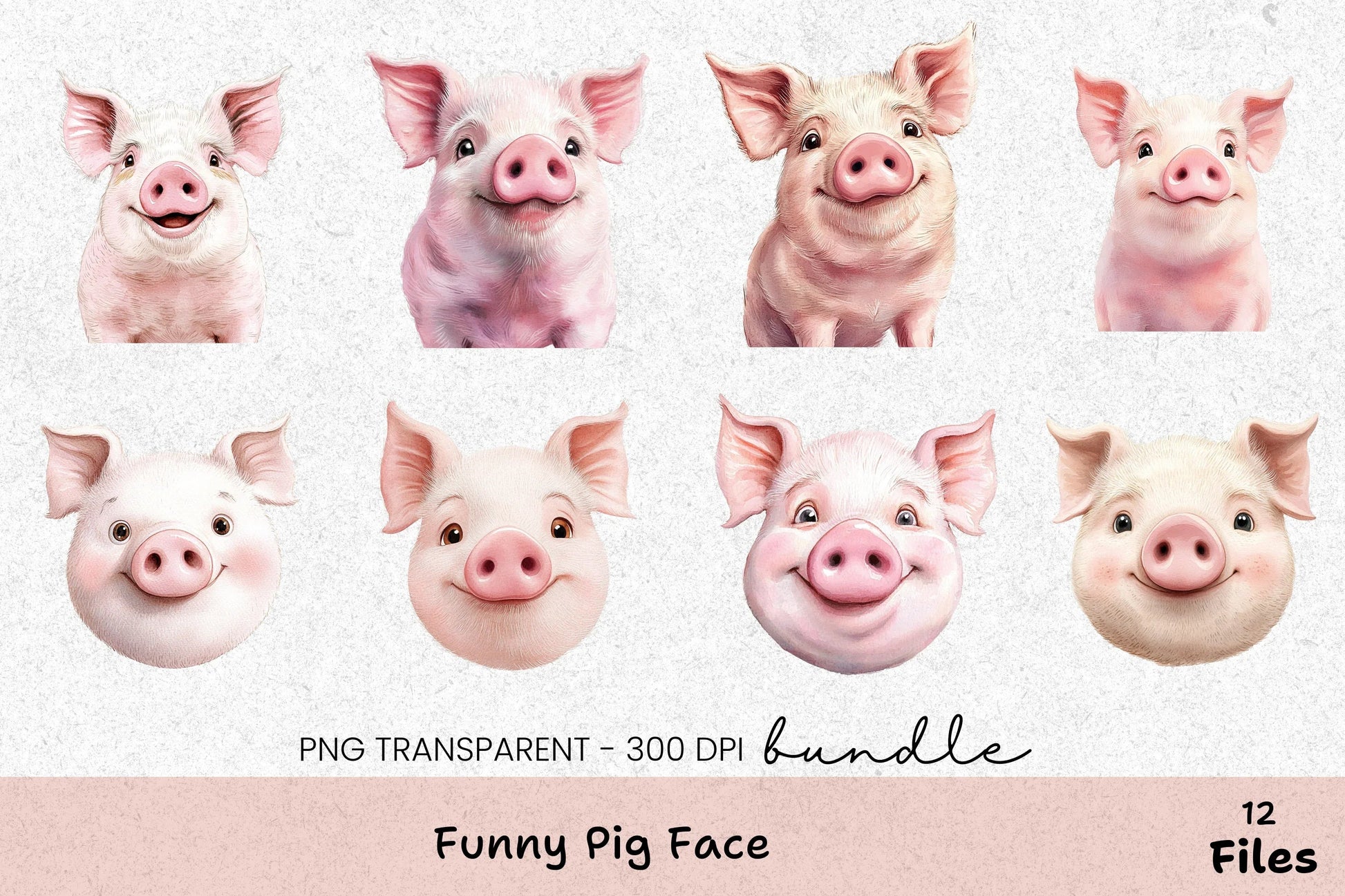 Funny Pig Face Clipart Bundle - CraftNest - Digital Crafting and Art