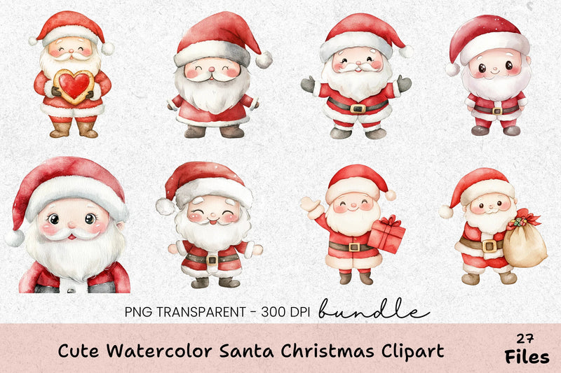 Cute Santa Christmas Clipart Bundle - CraftNest - Digital Crafting and Art