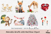 Adorable Giraffe with Red Rose Clipart Bundle