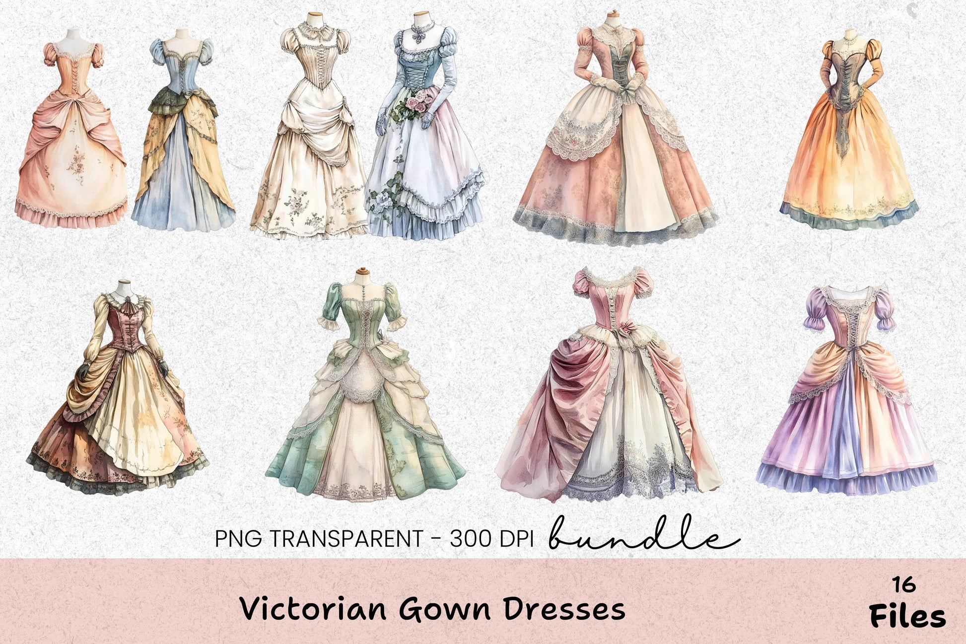 Victorian Gown Dresses Clipart Bundle - CraftNest - Digital Crafting and Art