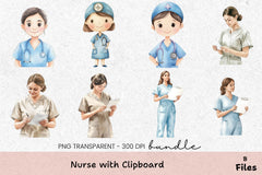Nurse with Clipboard Clipart Bundle - CraftNest - Digital Crafting and Art