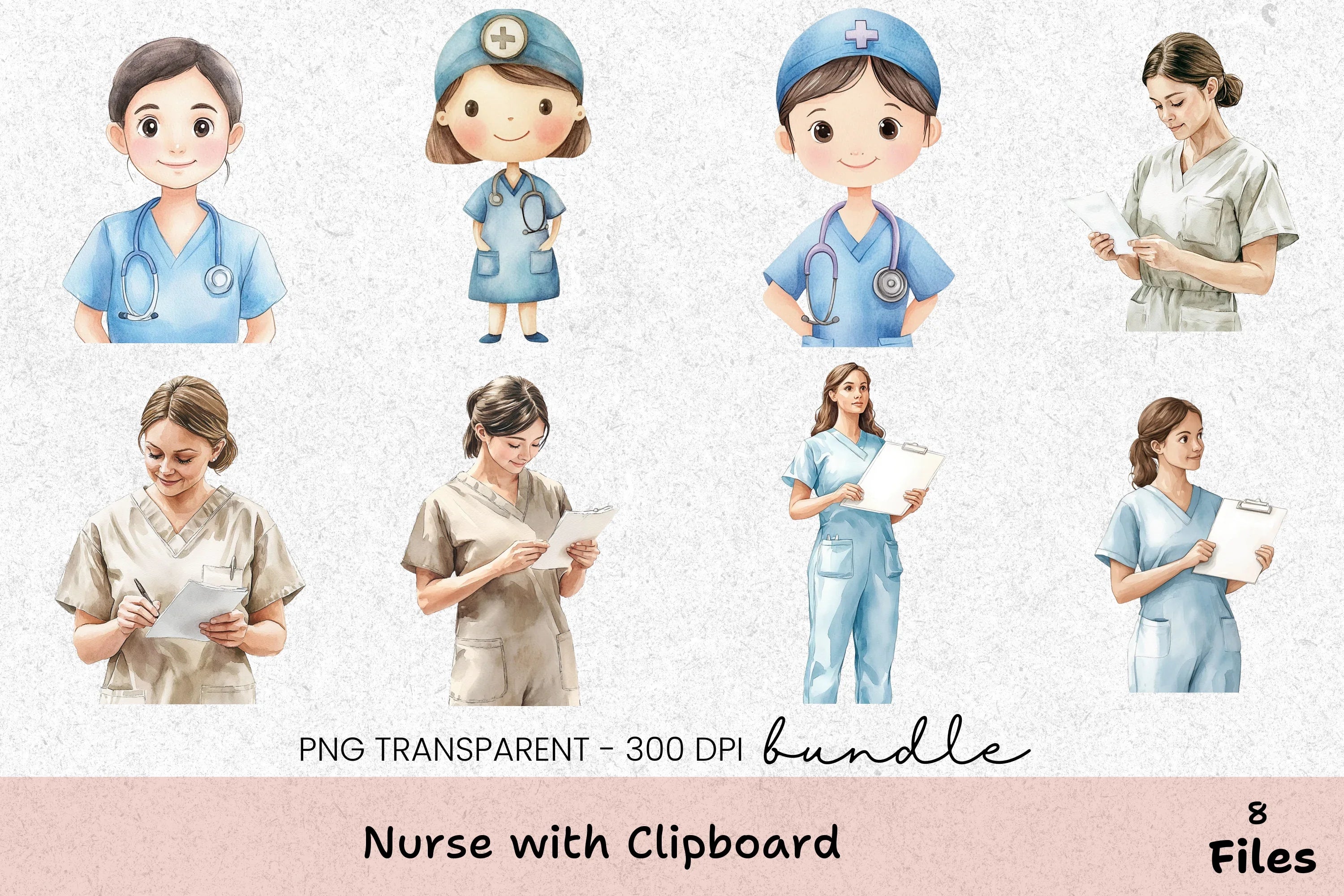 Nurse with Clipboard Clipart Bundle - CraftNest - Digital Crafting and Art