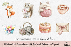 Whimsical Sweetness & Animal Friends Clipart Bundle - CraftNest - Digital Crafting and Art