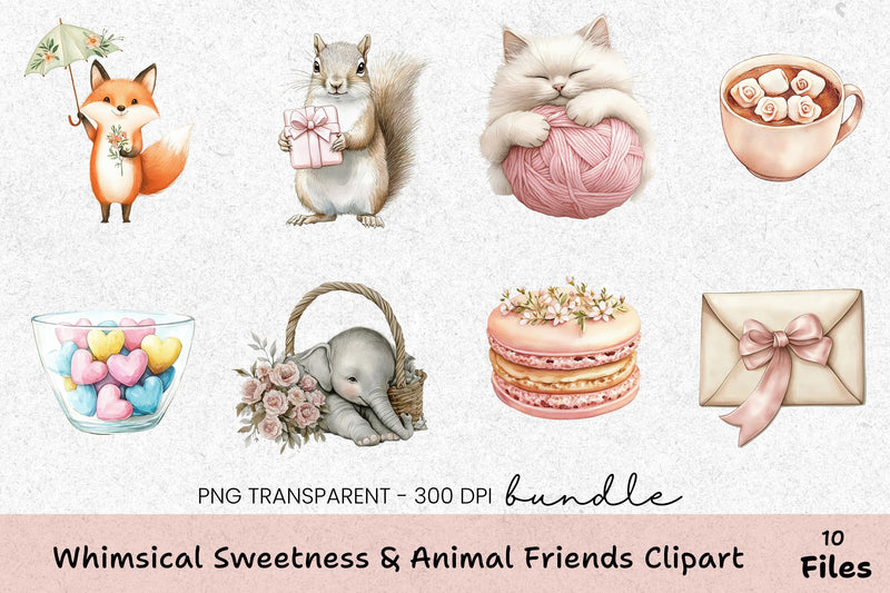 Whimsical Sweetness & Animal Friends Clipart Bundle - CraftNest - Digital Crafting and Art