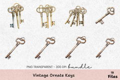 Vintage Ornate Keys Clipart Bundle - CraftNest - Digital Crafting and Art